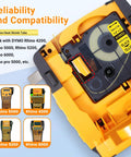 No Sweat Heat Shrink Tube Labels Compatible With Dymo 18052 Printers 3 Pack showing printer compatibility and label installation.