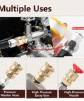 Brass 1/4-inch quick-connect pressure washer fittings set, 3-pack; hose connection, spray gun, nozzle (Amazon)