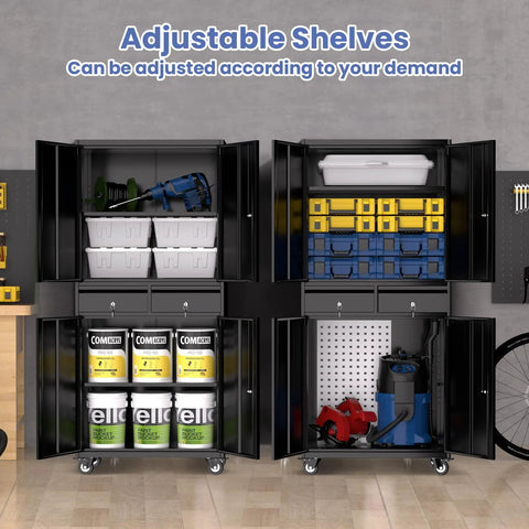 Heavy Duty 73 Inch Metal Storage Cabinet With Locking Doors And Adjustable Shelves For Garage Or Shop Built To Last Rugged Tool Cabinet With Two Drawers And Rust And Scratch Resistant Powder Coat Finish