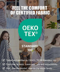 Collage of people using Upgraded Jade Fiber Cooling Throw Blanket With Q Max 0.5, showing OEKO-TEX certification and comfort.