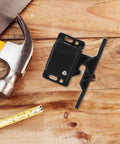 RV Cabinet Door Latches With Screws, Pull-To-Open Camper Cabinet Latch, sturdy ABS on wood table with hammer and tape measure