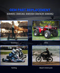 Image showing scooters, ATVs, karting, and beach motorcycles under OEM part replacement with codes 3084691, 3085382, 3085564, 3085639, 3086982.
