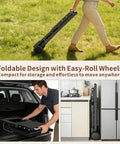 Heavy Duty Foldable Outdoor Grill Stand with Wide Ninja Woodfire and Blackstone Compatibility, compact for storage and transport.