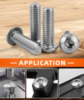Top Shelf Durable M8 1.25 X 25 Millimeter Button Head Socket Cap Screws 25 Pack shown on wood surface with applications.