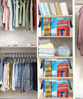 Hella Roomy Watercolor Storage Basket, Durable Foldable Organizer For Closet And Shelf, neatly holding towels and clothes.