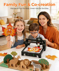 Family using Starter Friendly 2500mW Laser Engraver With Portable Cutter on leaf design project