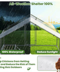 Large Metal Chicken Coop With Walk In Roosting Ladder, UV Resistant Cover, Waterproof Roof, Rust Resistant Steel Frame