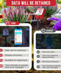 Comparison of 8 In 1 Smart Soil Tester With Bluetooth App Control and standard tester in garden setting, highlighting app connectivity.