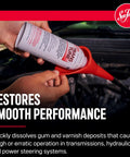 Automatic Transmission Fluid Treatment Scrapes Gritty Sludge To Keep Shifts Snappy And Smooth While Safely Dissolving Hardened Varnish Buildup From Valve Bodies In 16 Oz Bottle with funnel for easy pouring.