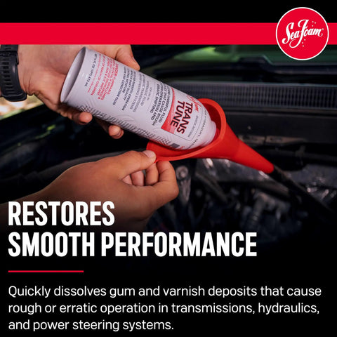 Automatic Transmission Fluid Treatment Scrapes Gritty Sludge To Keep Shifts Snappy And Smooth While Safely Dissolving Hardened Varnish Buildup From Valve Bodies In 16 Oz Bottle with funnel for easy pouring.