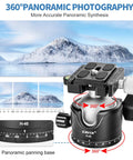 Heavy Duty Tripod Ball Head With One Quarter Inch Arca Swiss Quick Release Plate Aluminum Mount, 360 Degree Panoramic Base