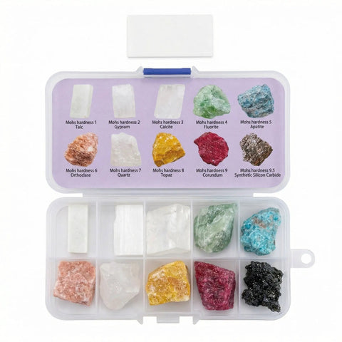 Mohs Hardness Test Kit For Mineral Identification 1 To 10 With Streak Plate Geology Rock Testing Tool For Professionals in case