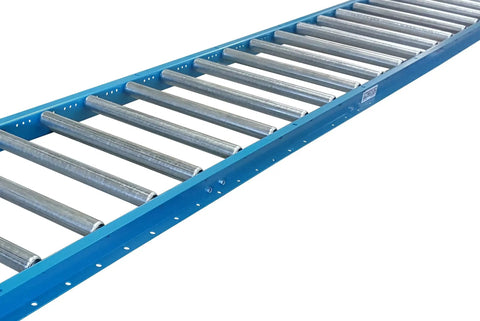 Light Duty Gravity Conveyor 18 Inch Wide By 5 Foot Long With Galvanized Steel Rollers for smooth goods movement.