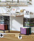 Rolling File Cart With Four Drawers And Printer Stand On Wheels Mobile Filing Cabinet For Home Office Hanging File Organizer Under Desk Storage Printer Shelf Black
