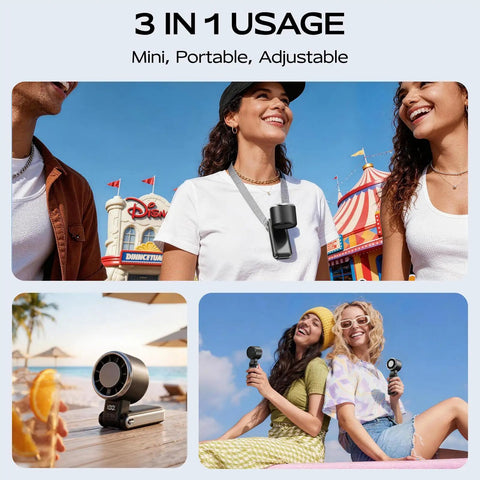 Portable Handheld Fan With Ice Cooling Tech, 5 Speed Turbo Personal Mini Fan, USB Rechargeable used at theme park and beach