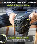 Man wearing Heavy Duty Gel Knee Pads For Work With Foam Cushioning All Day Comfort Adjustable Comfortable Fit For Flooring Roofing Tiling And Gardening Durable Construction Knee Pads For Pros