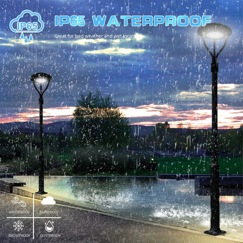 Rainy night illustrating Ultra Bright 150W LED Post Top Light For Outdoor Spaces 5000K Daylight Color IP65 Waterproof DLC ETL Listed