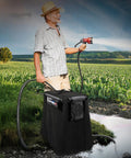 Man using pump with All Weather Pump Cover Built To Last With Heavy Duty Reinforced Seams And Easy Fit Design in farm field