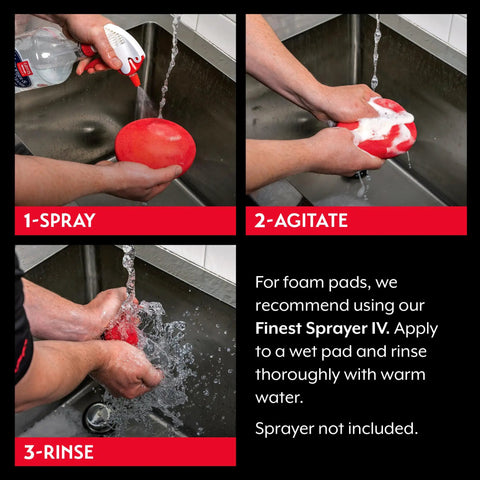 Demonstration of Pro Grade Car Care Microfiber And Foam Pad Cleaner for Polish Wax and Sealant Residue Removal in use