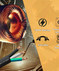 Heavy-Duty 14/3 SJOOW Cable Cord, 200 Ft 14 Awg Three Conductor Extension Wire, showcasing pure copper strands and 300V rating.