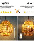 Comparison of lighting effects of Plug In Pendant Light With Handmade Bamboo Lampshade Boho Rustic Chandelier Dimmer Switch Woven Rattan Basket Shade