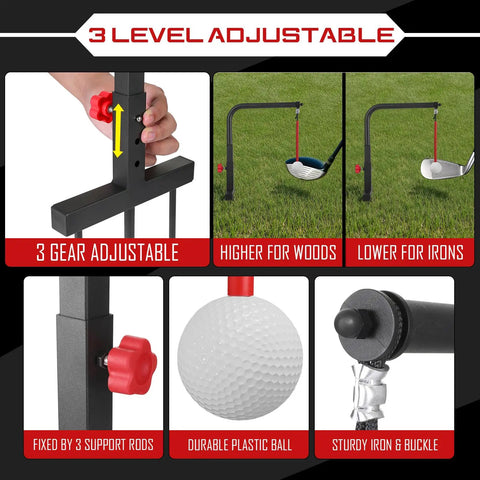 Durable Iron Golf Swing Trainer For Kids And Teens, A Kid Friendly Practice Swing Aid With Replacement Ball Included, Adjustable Height
