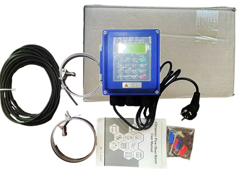 Waterproof Ultrasonic Flow Meter With RS485 IP67, Clamp On Sensor TM 1, DN50 700mm with cables and manual in rugged housing.