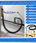 Rock Solid 48 Inch Commercial Gas Hose Connector Kit With 3/4 Quick Disconnect And Full Port Shut Off Valve For Chefs And Restaurants Featuring Reliable Restraint Cable installed in a kitchen.