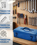 Blue Portable Steel Toolbox 16 Inch With Double Latch Closure And Easy Carry Handle in workshop setting