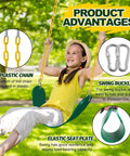 Child enjoying Two Pack Outdoor Swing Set For Kids And Adults With Hooks And Chains Included Durable EVA Seats Easy Assembly