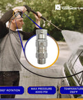 Stainless Steel 3/8 Inch NPT-M 360 Degree Pressure Washer Swivel Built To Last Leakproof High Flow Design For Up To 4000 PSI Keeps Hoses Flexible And Twist Free Not For M22 Threads Ideal For Tough Jobs, used on pressure washing car