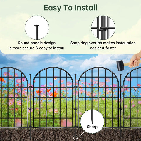 Arched No Dig Garden Fence Panels 30 Pack 32.5 Ft Long Rustproof Metal Garden Edging With Ground Stakes Five Layer Reinforced Horizontal Bars Animal Barrier For Pups And Rabbits Outdoor Yard Patio Decor Easy Install