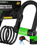 Heavy Duty Bike Lock Set With U Lock, 4Ft Steel Security Cable, Padlock And Four Lighted Keys For E Bikes, Motorcycles, Electric Scooters And Bicycles, Dual Purpose Lock System Withstand Cutting, Sawing, Smashing, And Drilling, American Owned Support.