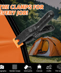 Spring clamp, black plastic with orange jaw tip, 4.5-inch, for photography and crafts
