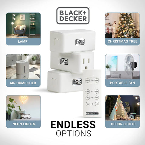 Wireless Remote Controlled Outlet Pack With Three Outlets And One Remote For Easy Home Lighting And Appliance Control From Anywhere