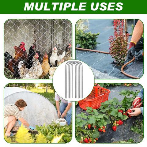 100 Pack Drip Irrigation Tubing Stakes Six Inch Garden Pins Landscape Staples Securing Pegs Galvanized U Pegs in use