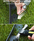 Installing All In One Garden Edging Kit With 200 Ft Flexible 4 Inch Tall Border 180 Galvanized Steel Spikes And Hammer on grass