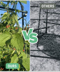 Comparison of Sturdy 7 Foot Extra Tall Garden Arch Trellis with climbing plants and an empty frame on a different trellis.