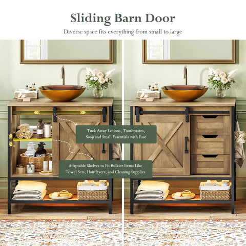 30 Inch Farmhouse Bathroom Vanity With Rustic Brown Wood Cabinet And Tempered Glass Vessel Sink Zero Stress Cleaning Rock Solid Frame Smooth Operator Design For Cozy Home Refresh