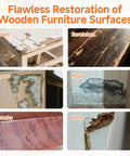 Examples of chips, scratches, spots, mud, cracks, and nicks on wooden furniture surfaces before using Wood Touch Up Paint 1.5 Oz Quick Dry White For Furniture Repair Easy Diy Fix For Scratches Chips And Spots On Cabinets Doors Tables Kitchens And Dressers With Built In Brush