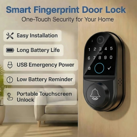 Beefed Up Smart Front Door Lock With 1080P Camera And Infrared Night Vision App Remote Unlock WiFi Direct Real Time Monitoring.