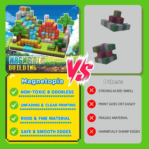 Comparison of Magnetic Blocks Kit For Kids 100 Piece STEM Montessori Building Tiles Set with alternate less desirable product