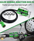 Heavy Duty Six Foot Seven Pin Trailer Wiring Harness With Seven Way Junction Box And Pure Copper Cord, 6FT length, waterproof, durable design.