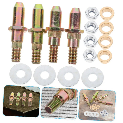 Auto Door Hinge Repair Kit Set With Pins And Bushings For Quick Fix Easy Install For Two Car Doors Durable Metal Hinge Pins Roller Pins And Bushings To Restore Smooth Opens DIY Friendly, showing metal components and bushings in a multicolor finish.