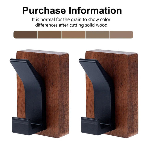 Heavy Duty Eight Piece Walnut Wood Wall Hooks Featuring Thickened Aluminum Support With Upward Non Slip Bend in detail.