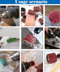 185 Piece Wool Felt Polishing Kit with sanding drum in rotary tools on metal and wood surfaces