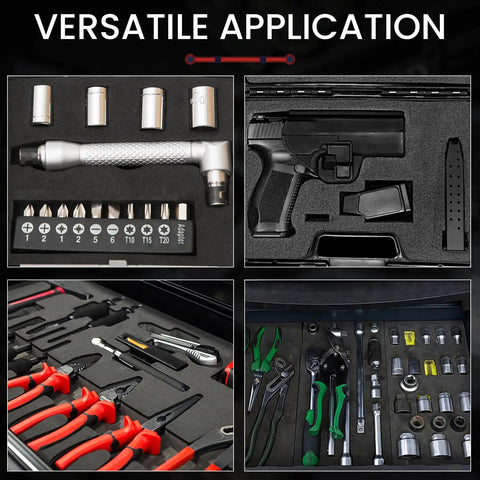 Four Pack Gun Case Foam Inserts Precut Black Foam Padding 16 By 12 By 2 Inch With Precisely Scored Grids For Easy Custom Compartments Protect Firearms Electronics Tools And Gear With Dope Shock Absorption, black foam case inserts for pistol and tool storage