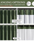 Dual Layer Linen Blackout Curtains 96 Inch Long 2 Panels For Living Room Olive Green showing hanging options and hooks
