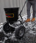 Heavy-Duty Push Spreader With Side Deflector Kit And Hopper Grate For Lawn Care, 50 Lb Capacity Handles Fertilizer, Grass Seed, Or Ice Melt