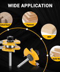 2 Pack Tongue And Groove Router Bit Set 1/4 Inch Shank, Adjustable 3 Tooth T Style Bits for Particle Board, Plywood, MDF, and Solid Wood